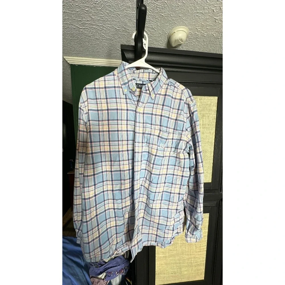 Chaps pink and light blue white logo long sleeve L 39